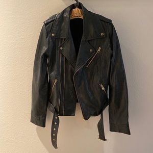Black leather moto jacket medium